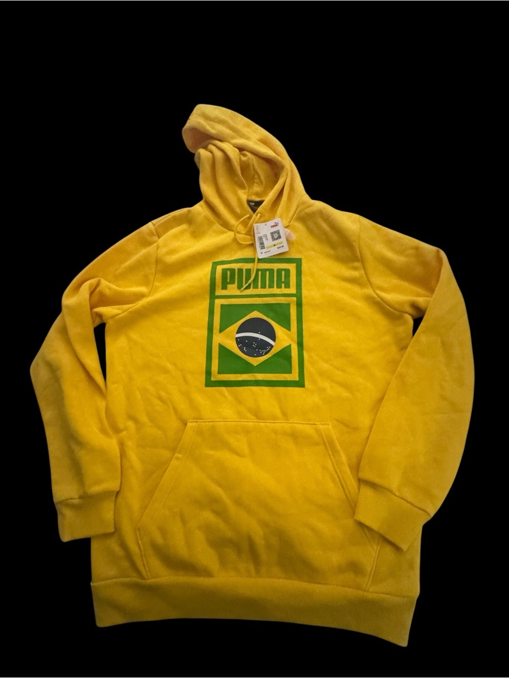 New Puma Men's Yellow Brazil Logo World Cup Hoodie medium